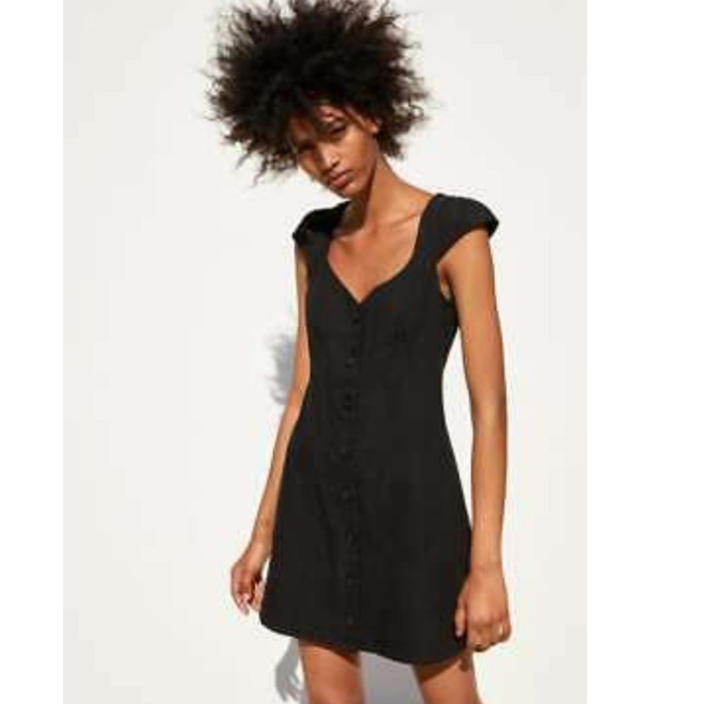 Zara black denim mini dress large